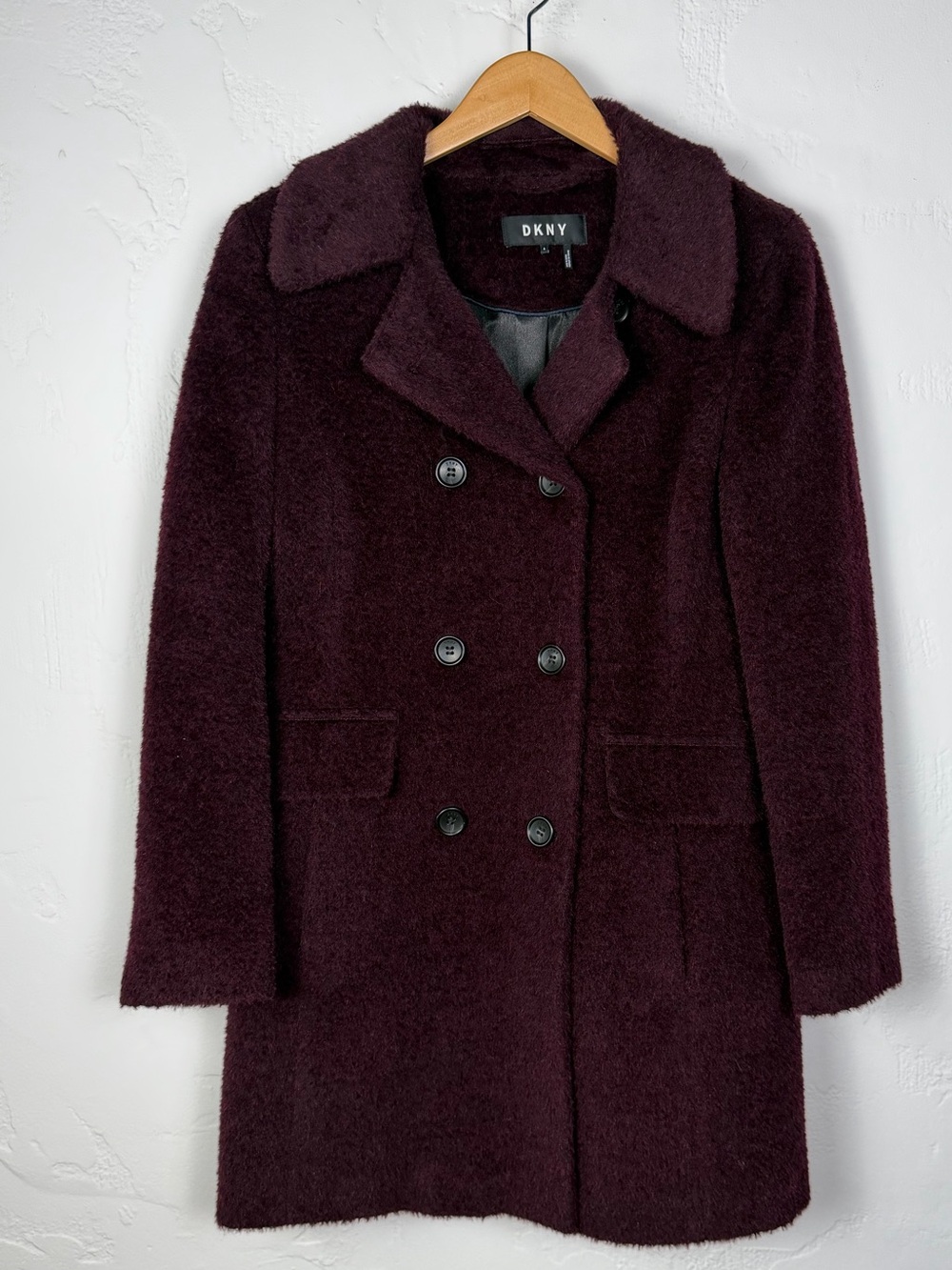 Gorgeous DKNY Women's Double-Breasted Pea Coat Style in Deep Plum Wine size 4